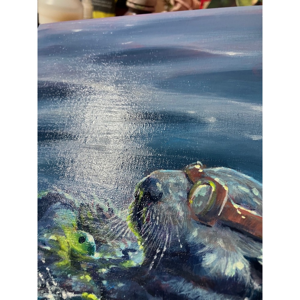 Artettina Original Sea Otter Painting Goggles ocean surrealism ladybugs USA - Picture 3 of 8